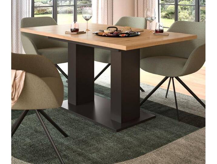 Esstisch Home-X in Eiche und grau ausziehbar 150 - 190 cm von GÜNSTIG EINRICHTEN