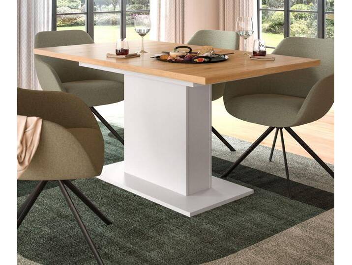 Esstisch Home-X in Eiche und weiß ausziehbar 150 - 190 cm von GÜNSTIG EINRICHTEN