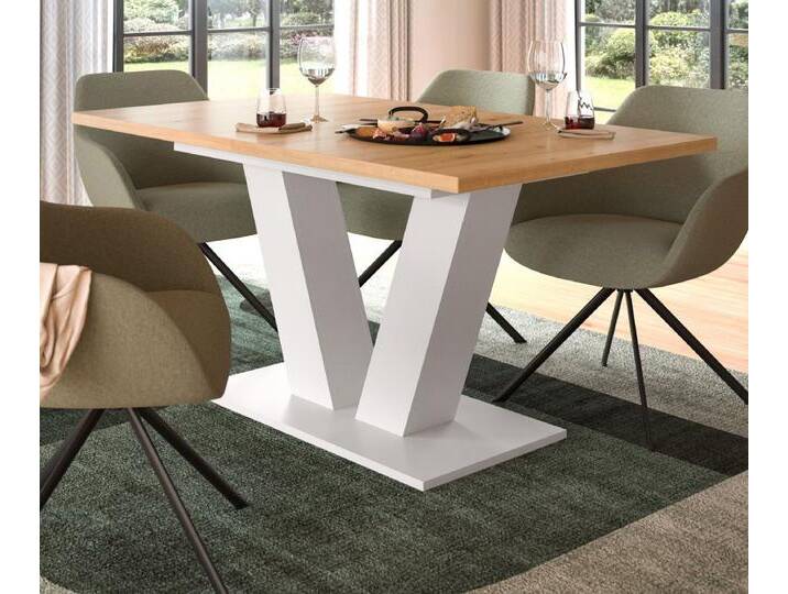 Esstisch Home-X in Eiche und weiß ausziehbar 150 - 190 cm von GÜNSTIG EINRICHTEN