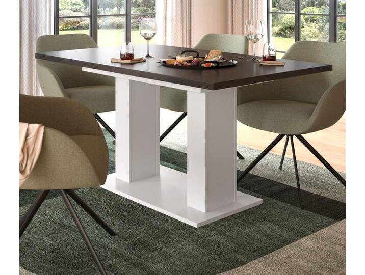 Esstisch Home-X in grau und weiß ausziehbar 150 - 190 cm von GÜNSTIG EINRICHTEN