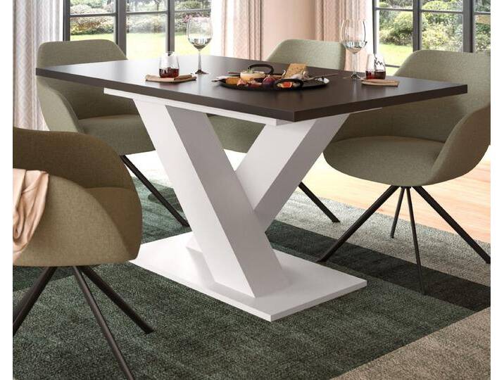 Esstisch Home-X in grau und weiß ausziehbar 150 - 190 cm von GÜNSTIG EINRICHTEN