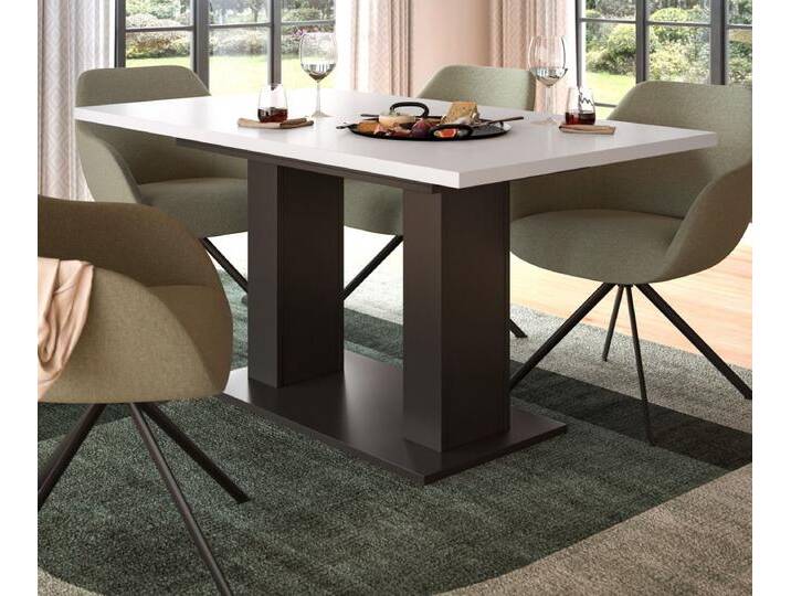Esstisch Home-X in weiß und grau ausziehbar 150 - 190 cm von GÜNSTIG EINRICHTEN