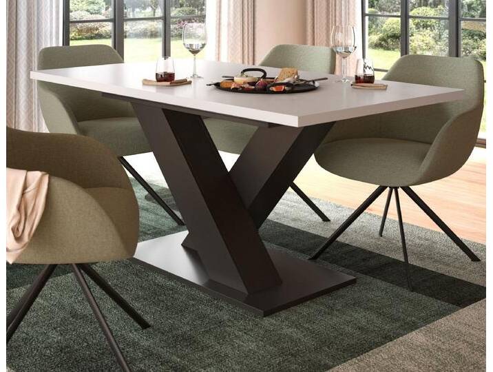 Esstisch Home-X in weiß und grau ausziehbar 150 - 190 cm von GÜNSTIG EINRICHTEN