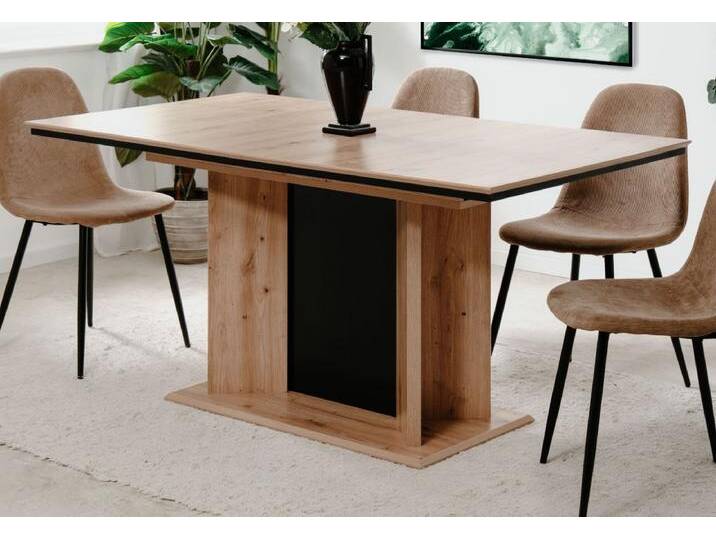 Esstisch Varese in Eiche und schwarz ausziehbar 160 - 200 x 90 cm von GÜNSTIG EINRICHTEN