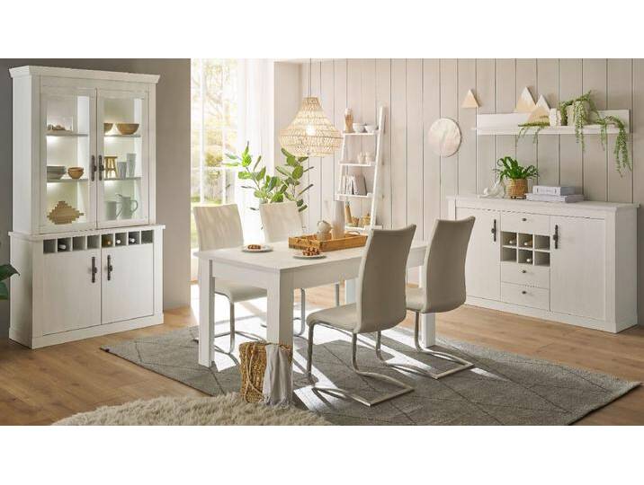 Esszimmer Set Fiastra in weiß Pinie Landhaus Esszimmer Set Fiastra in weiß Pinie Landhaus von GÜNSTIG EINRICHTEN