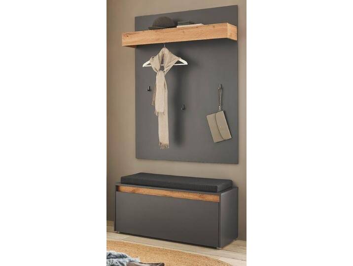 Garderobe Set 3-tlg. Center in grau matt und Eiche Wotan 100 x 200 cm Garderobe Set 3-tlg. Center in grau matt und Eiche Wotan 100 x 200 cm von GÜNSTIG EINRICHTEN