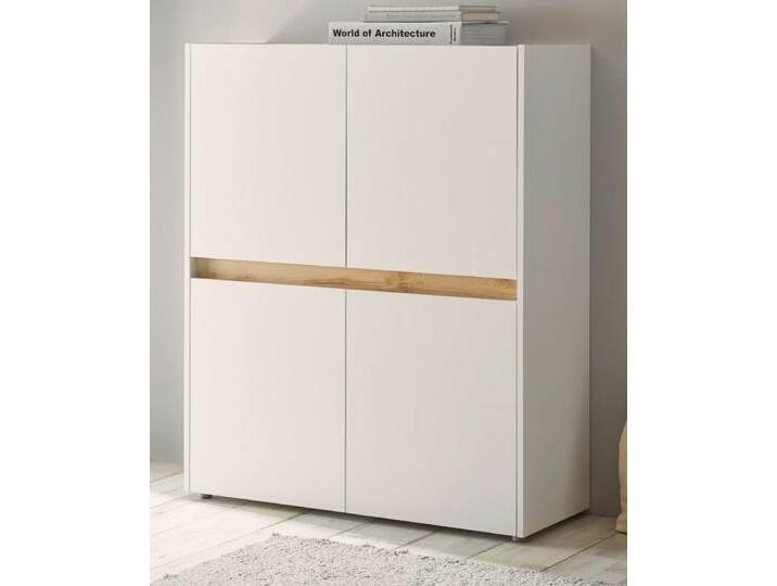 Highboard Center in weiß und Eiche Wotan 100 x 120 cm von GÜNSTIG EINRICHTEN