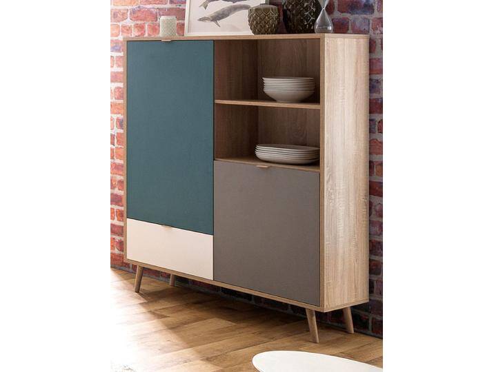 Highboard Colory Eiche Tricolor 103 x 139 cm von GÜNSTIG EINRICHTEN