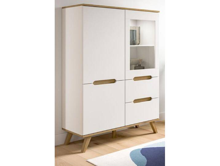 Highboard Hygge in weiß und Eiche 100 x 140 cm von GÜNSTIG EINRICHTEN