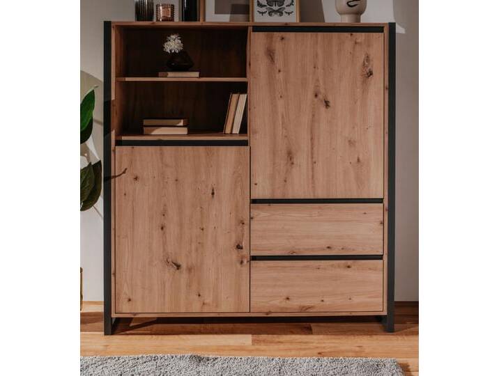 Highboard Malta in Artisan Eiche und Anthrazit 120 x 140 cm von GÜNSTIG EINRICHTEN
