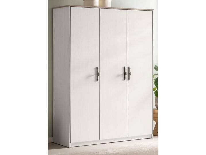 Kleiderschrank Emma in weiß Pinie Landhaus 138 x 192 cm von GÜNSTIG EINRICHTEN