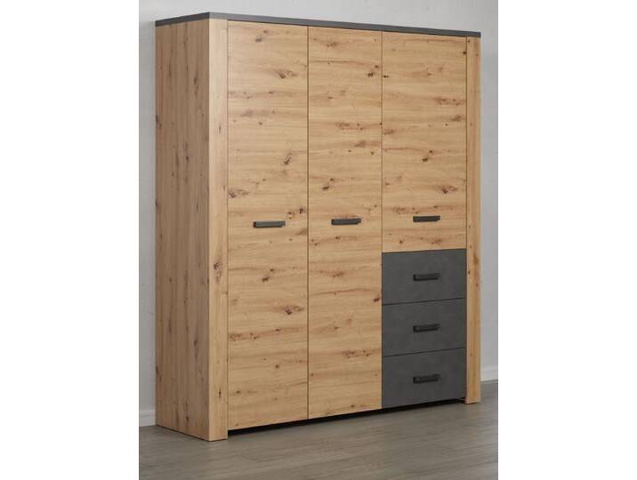 Kleiderschrank Follow in Eiche Artisan und grau 170 cm von GÜNSTIG EINRICHTEN