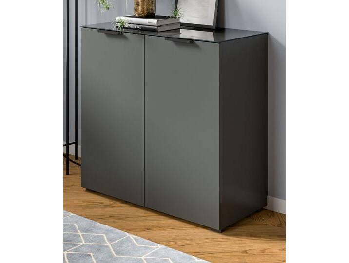 Kommode Riano in grau mit Glasauflage 90 cm Kommode Riano in grau mit Glasauflage 90 cm von GÜNSTIG EINRICHTEN