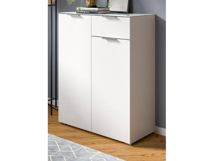 Kommode Riano in weiß mit Glasauflage 90 cm Kommode Riano in weiß mit Glasauflage 90 cm von GÜNSTIG EINRICHTEN