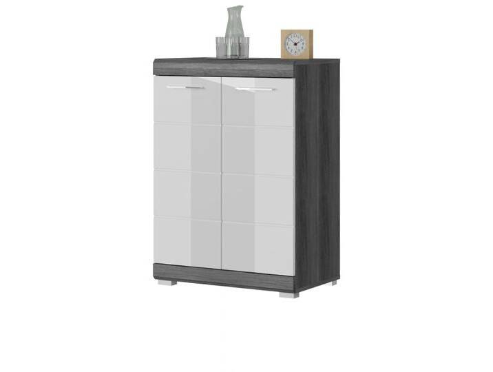 Kommode Shawn in weiß Hochglanz und Rauchsilber grau 60 cm von GÜNSTIG EINRICHTEN
