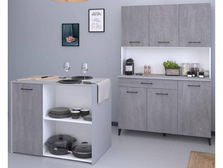 Parisot Küchenschrank Set 2-tlg. Malice in Beton grau und weiß von GÜNSTIG EINRICHTEN