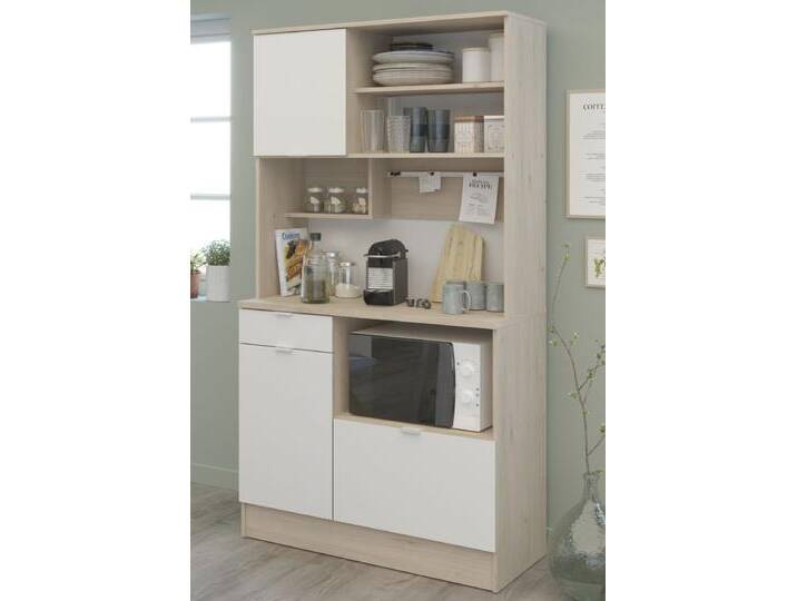 Parisot Küchenschrank Socool in weiß und Eiche 100 x 185 cm von GÜNSTIG EINRICHTEN