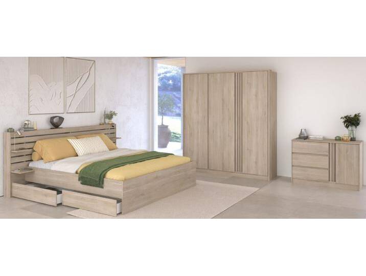 Parisot Schlafzimmer komplett Escale in Eiche 140 x 200 cm von GÜNSTIG EINRICHTEN