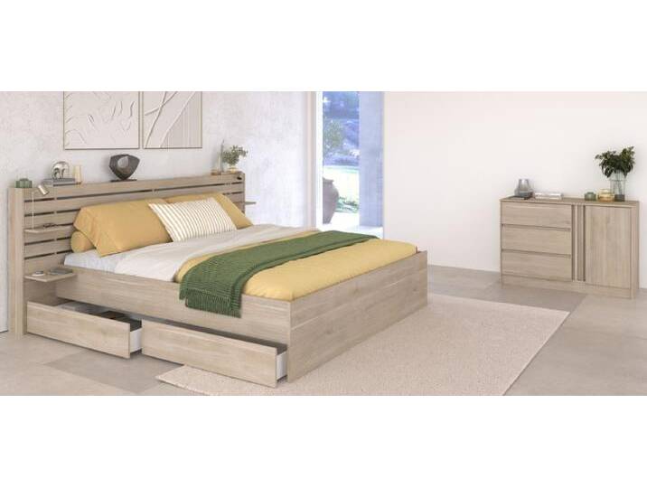 Parisot Schlafzimmer komplett Escale in Eiche 160 x 200 cm von GÜNSTIG EINRICHTEN