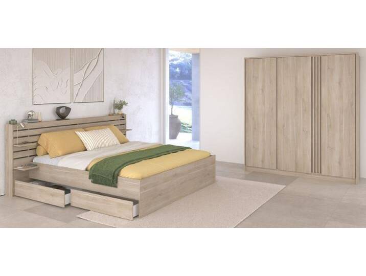Parisot Schlafzimmer komplett Escale in Eiche 160 x 200 cm von GÜNSTIG EINRICHTEN