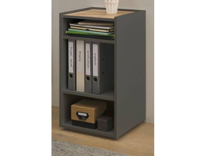 Regal Büro Center in grau matt und Eiche Wotan 40 x 70 cm von GÜNSTIG EINRICHTEN