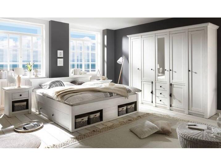 Schlafzimmer komplett Hooge in Pinie weiß Set 4-teilig Schlafzimmer komplett Hooge in Pinie weiß Set 4-teilig von GÜNSTIG EINRICHTEN