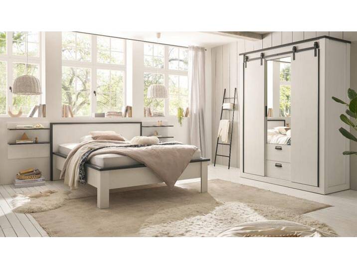 Schlafzimmer komplett Set Stove in weiß Pinie Landhaus Liegefläche 140 x 200 cm von GÜNSTIG EINRICHTEN