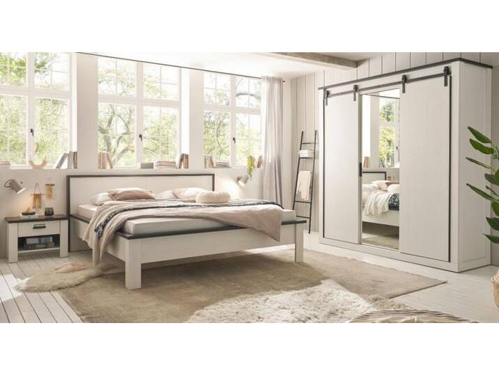 Schlafzimmer komplett Set Stove in weiß Pinie Landhaus Liegefläche 180 x 200 cm von GÜNSTIG EINRICHTEN