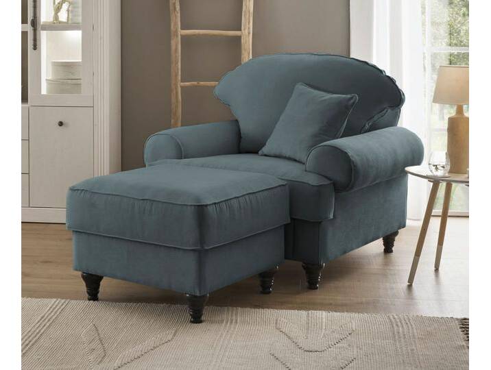 Sessel Adelina in grau Set inkl. Hocker von GÜNSTIG EINRICHTEN