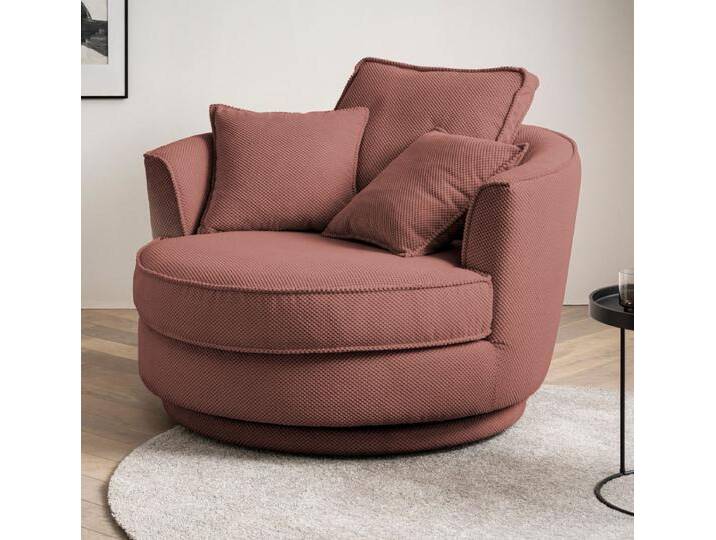 Sessel drehbar Comfy terracotta Webvelours 120 cm von GÜNSTIG EINRICHTEN