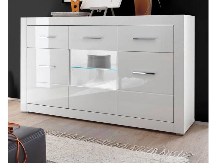 Sideboard Carrara in Hochglanz weiß 164 x 97 cm von GÜNSTIG EINRICHTEN