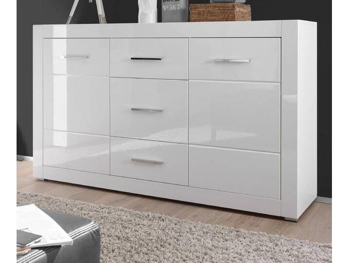 Sideboard Carrara in Hochglanz weiß 164 x 97 cm von GÜNSTIG EINRICHTEN