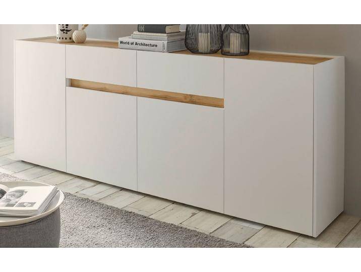 Sideboard Center in weiß und Eiche Wotan 220 cm Sideboard Center in weiß und Eiche Wotan 220 cm von GÜNSTIG EINRICHTEN