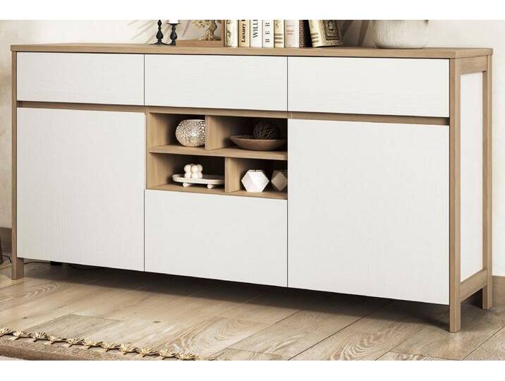 Sideboard Finnes in weiß und Eiche 164 cm Sideboard Finnes in weiß und Eiche 164 cm von GÜNSTIG EINRICHTEN
