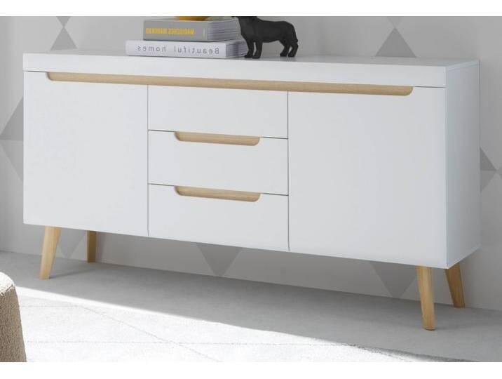 Sideboard Isgard in weiß und Eiche 160 cm von GÜNSTIG EINRICHTEN