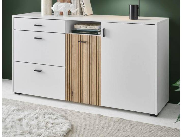 Sideboard Merced in weiß matt und Eiche 150 cm von GÜNSTIG EINRICHTEN