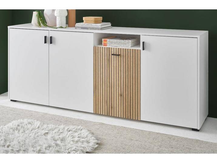 Sideboard Merced in weiß matt und Eiche 200 cm von GÜNSTIG EINRICHTEN