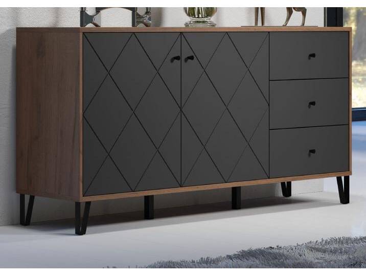 Sideboard Montez in Graphite grau und Eiche Kraft Gold 183 cm Sideboard Montez in Graphite grau und Eiche Kraft Gold 183 cm von GÜNSTIG EINRICHTEN