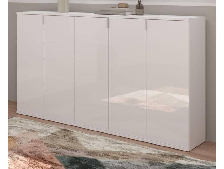 Sideboard SystemX in weiß Hochglanz 152 x 99 cm von GÜNSTIG EINRICHTEN