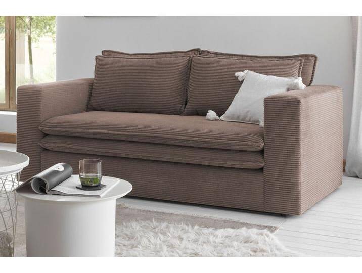 Sofa 2-Sitzer Pesaro in braun Cord 180 cm von GÜNSTIG EINRICHTEN