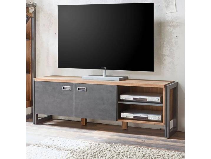 TV-Lowboard Auburn Eiche Stirling und Matera grau 156 cm von GÜNSTIG EINRICHTEN