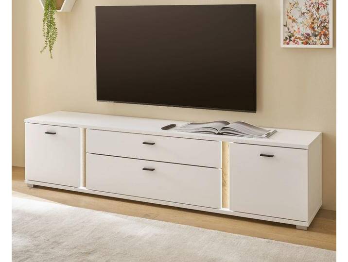 TV-Lowboard Bellport in weiß matt und Eiche 200 cm von GÜNSTIG EINRICHTEN