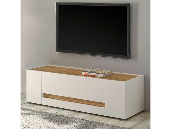 TV-Lowboard Center in weiß und Eiche Wotan 140 cm von GÜNSTIG EINRICHTEN