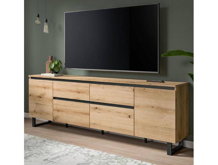 TV-Lowboard Gelia in Eiche und schwarz 188 cm von GÜNSTIG EINRICHTEN