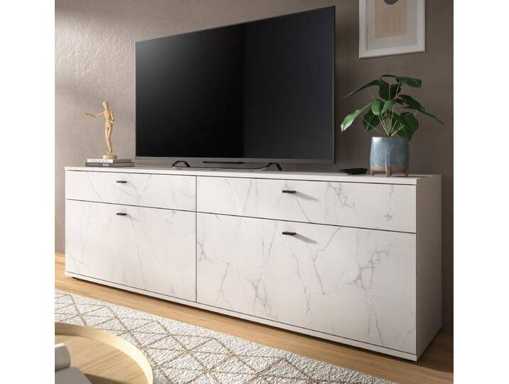 TV-Lowboard Marble in weiß Marmor 180 cm von GÜNSTIG EINRICHTEN