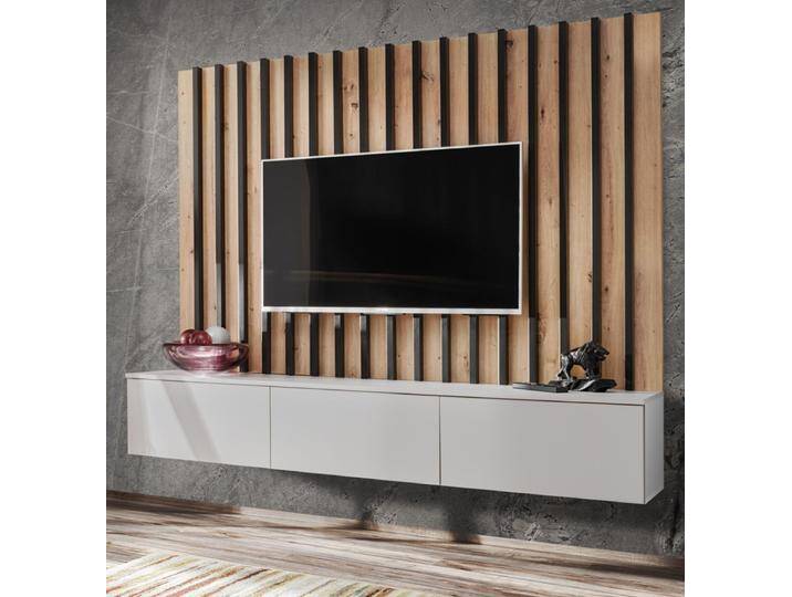 TV-Lowboard Set Pearl in grau und Artisan Eiche 180 cm von GÜNSTIG EINRICHTEN
