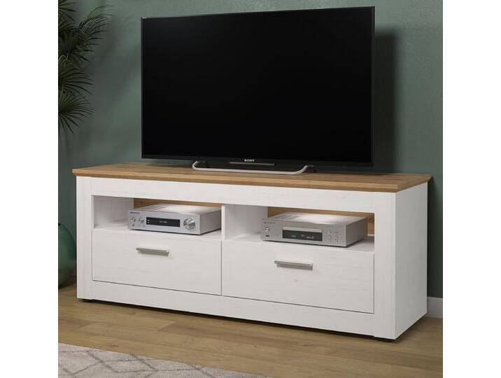 TV-Lowboard Shade in Andersen Pinie weiß und Eiche Artisan Landhaus 148 x 59 cm von GÜNSTIG EINRICHTEN