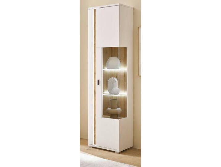 Vitrine Bellport in weiß matt und Eiche 55 x 200 cm Vitrine Bellport in weiß matt und Eiche 55 x 200 cm von GÜNSTIG EINRICHTEN