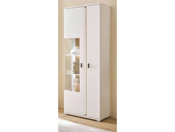 Vitrine Bellport in weiß matt und Eiche 80 x 200 cm Vitrine Bellport in weiß matt und Eiche 80 x 200 cm von GÜNSTIG EINRICHTEN