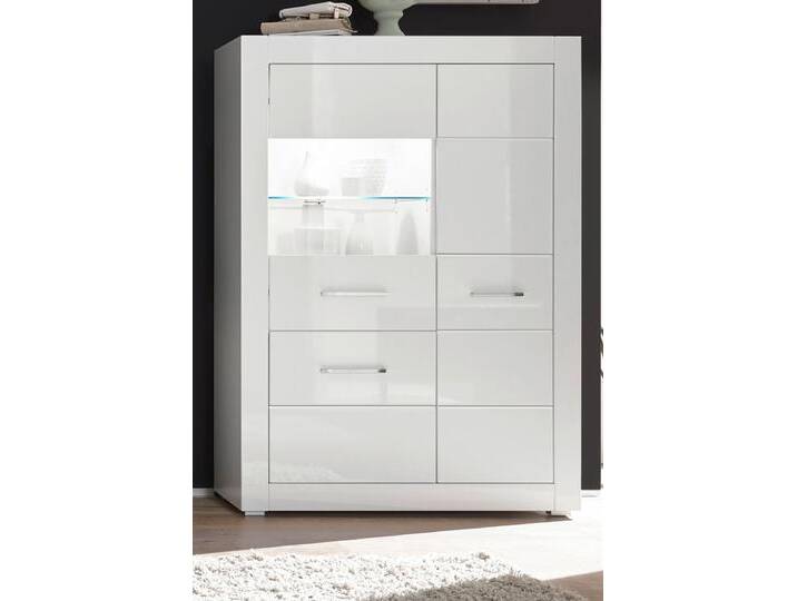 Vitrine Carrara in Hochglanz weiß 100 x 142 cm von GÜNSTIG EINRICHTEN